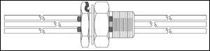 ПОДРОБНАЯ СХЕМА 501-012 Вакуумный ввод с болтовым креплением 1 дюйм для датчика измерения скорости напыления с двумя сенсорами и пневматической заслонкой, 2/Е, 3Ж. Болтовое вакуумное соединение, 2 разъёма Microdot – BNC, две линии охлаждающей воды 16" OD, одна линия сжатого воздуха. Включает два электрических кабеля Microdot - BNC